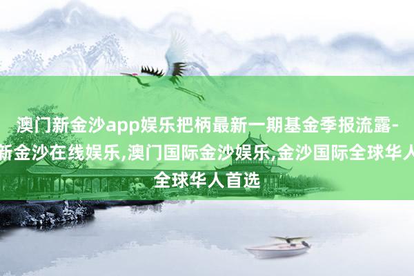 澳门新金沙app娱乐把柄最新一期基金季报流露-澳门新金沙在线娱乐,澳门国际金沙娱乐,金沙国际全球华人首选